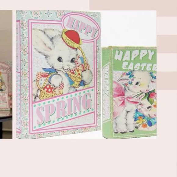 NEW Mr. Cottontail Set of 2 Nostalgic Easter Themed Nesting Books HOLLOW STACK - Picture 2 of 5